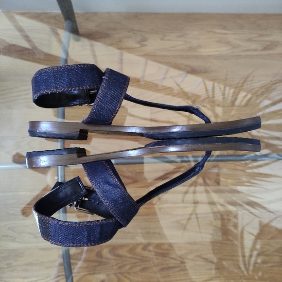 Burberry Canvas Plaid Check Ankle Strap Thong Sandals 38.5/8 - Picture 5 of 16